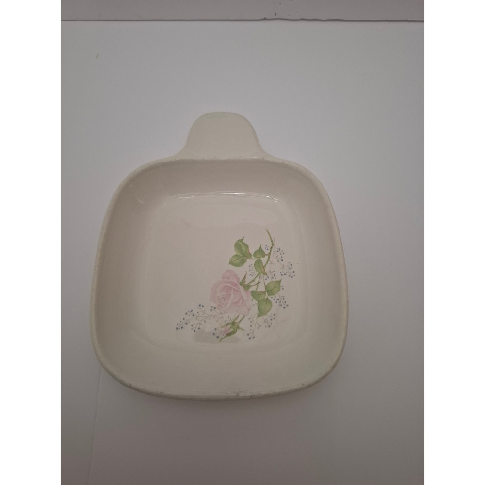Vintage Cottage Kitchen Spoon Rest Spatula Holder Pink Rose Ribbed Edge Japan